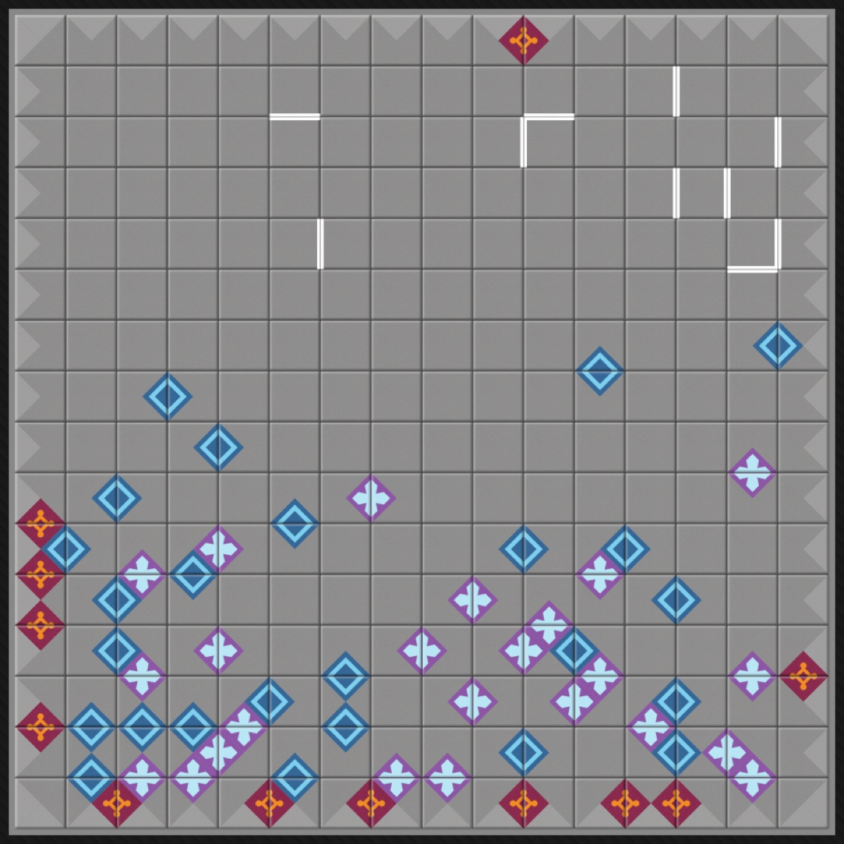First prioritized pattern set mapped on the 16×16 board