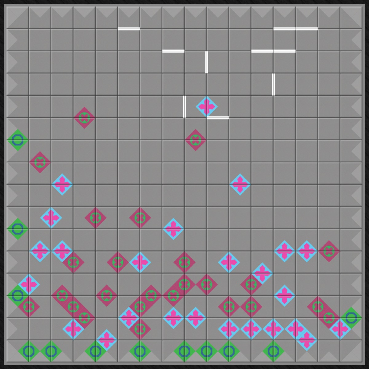 Second prioritized pattern set mapped on the 16×16 board